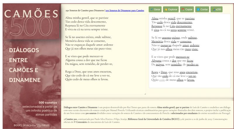 Diálogos entre Camões e Dinamene: 500 sonetos selecionados a partir de um infinito poético de almas partidas